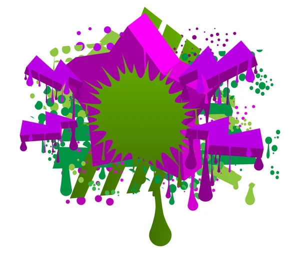 Green Graffiti Speech Bubble Purple Elements Abstract Modern Street Art — Stock Vector