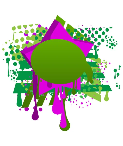 Зелена Бульбашка Графіті Фіолетовими Елементами Анотація Сучасного Дизайну Вуличного Мистецтва — стоковий вектор