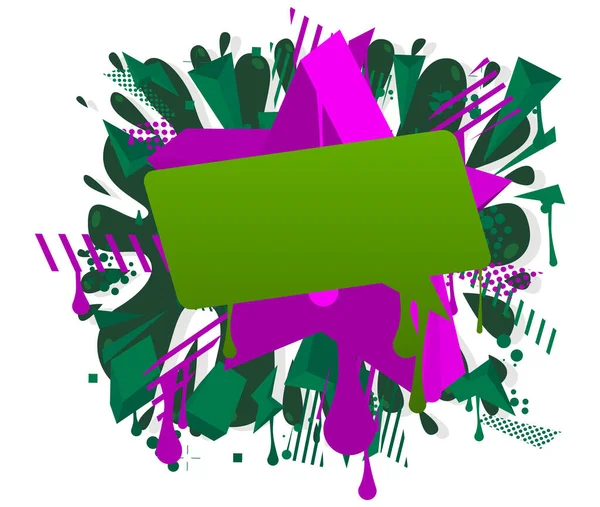 Bulle Discours Graffiti Vert Avec Des Éléments Violets Conception Abstraite — Image vectorielle