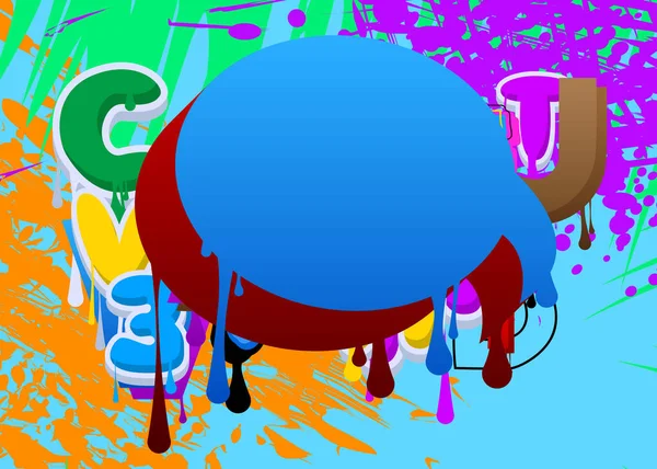Niebieski Czerwony Speech Bubble Graffiti Kolorowym Tle Ilustracja Wektora Tło — Wektor stockowy