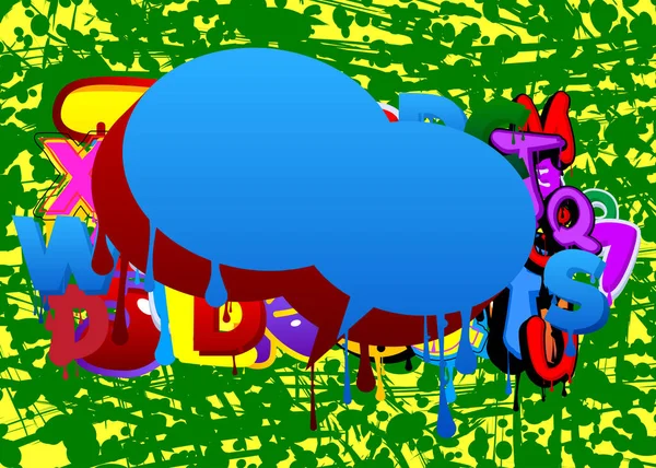 Renkli Arkaplan Mavi Kırmızı Nutuk Bubble Graffiti Vektör Illüstrasyon Kentsel — Stok Vektör