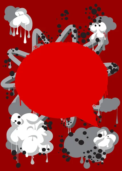 Абстрактна Червона Бульбашка Графіті Чорно Білому Гранжевому Фоні Абстрактне Сучасне — стоковий вектор