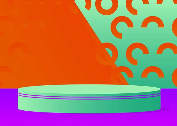 Бирюзовый Оранжевый Фиолетовый Дисплей Продукта Подиум Макета Цилиндра Абстрактная Сцена — стоковый вектор