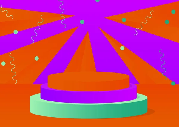 绿松石 橙色和紫色产品展示会 模拟气缸基座平台 摘要舞台展示摘要 最小几何形状 空旷场景 — 图库矢量图片
