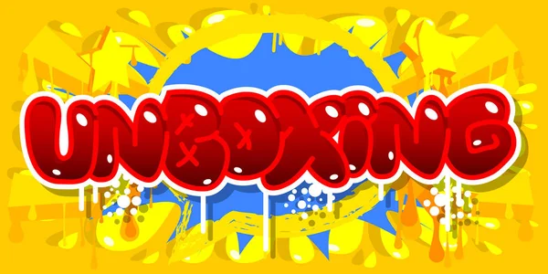 Unboxen Graffiti Label Abstracte Moderne Straatkunst Decoratie Uitgevoerd Stedelijke Schilderstijl — Stockvector