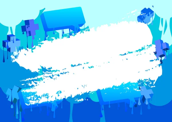 Синий Граффити Фон Белым Мазком Кисти Абстрактное Современное Уличное Искусство — стоковый вектор