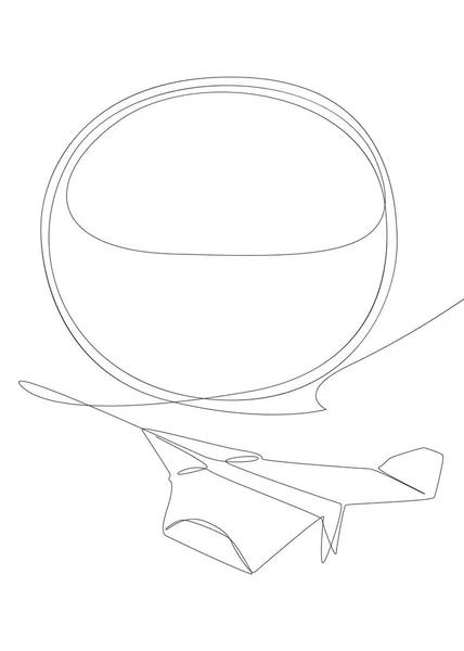 Одна Непрерывная Линия Речевого Пузыря Бумажным Самолетом Концепция Вектора Тонкой — стоковый вектор
