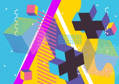 Soyut geometrik kapak. Renkli yoğun geometri arka planı. Asgari vektör illüstrasyonu.