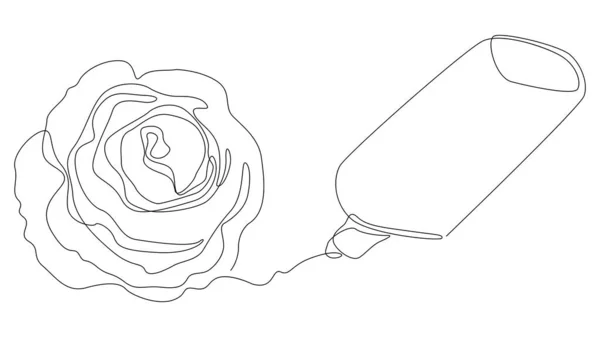Uma Linha Contínua Rose Desenhada Por Com Caneta Ponta Feltro — Vetor de Stock