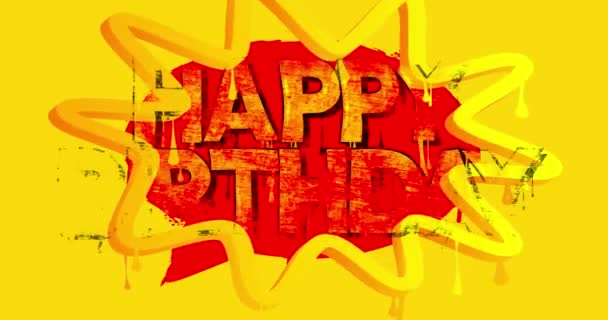 Boldog Szülinapot Graffiti Rajzfilm Utcai Művészeti Animáció Városi Festészeti Stílusban — Stock videók
