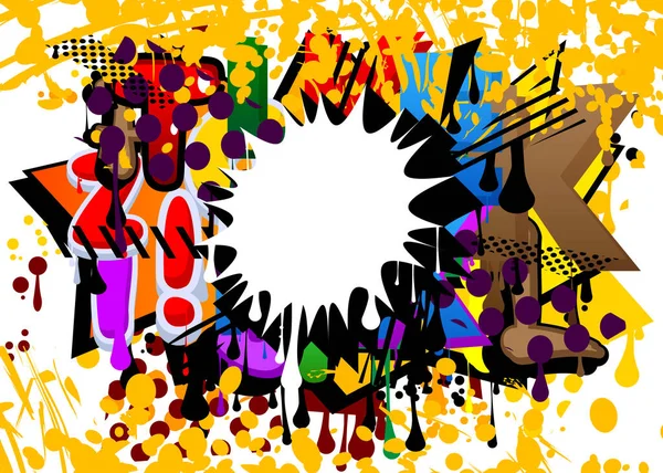 Bulle Discours Blanc Graffiti Avec Ombre Noire Sur Fond Coloré — Image vectorielle