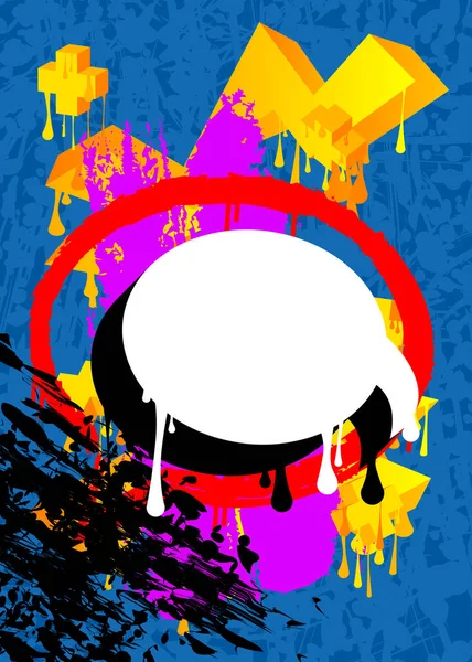 Граффити Белый Речевой Пузырь Черной Тенью Красочном Фоне Абстрактное Современное — стоковый вектор