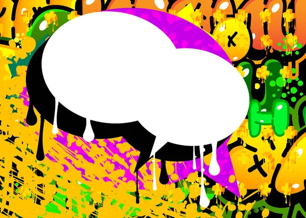 Renkli Arka Planda Siyah Gölgesi Olan Beyaz Graffiti Konuşma Balonu — Stok Vektör