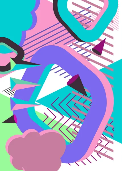 Ретро Фіолетовий Зайнятий Абстрактним Геометричним Плакатом Урожай Шаблон Геометричних Фігур — стоковий вектор