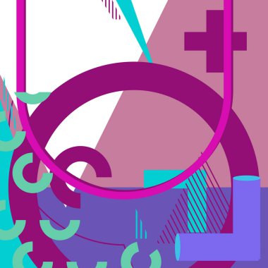 Retro Purple soyut geometrik poster ile meşgul. Klasik geometrik grafik şekiller şablon.