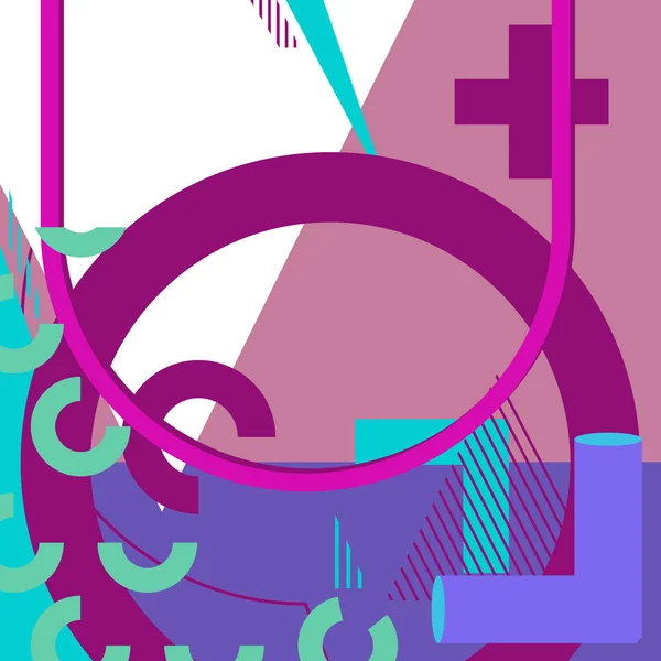 Retro Purple Beschäftigt Abstrakte Geometrische Plakate Vorlage Für Klassische Geometrische — Stockvektor