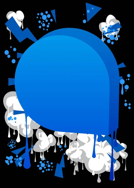 Синьо Білий Голосовий Бульбашковий Графіті Чорному Тлі Тло Міського Живопису — стоковий вектор