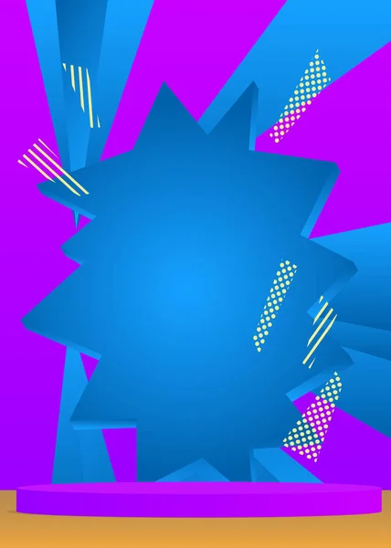 Синий Золотой Фиолетовый Дисплей Подиум Цилиндрического Пьедестала Минимальная Геометрическая Витрина — стоковый вектор