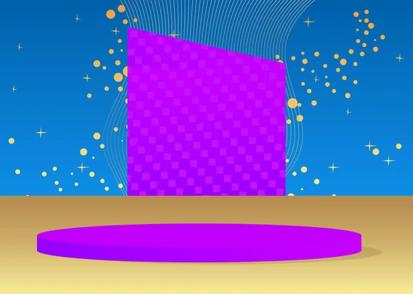 Синий Золотой Фиолетовый Дисплей Подиум Цилиндрического Пьедестала Минимальная Геометрическая Витрина — стоковый вектор