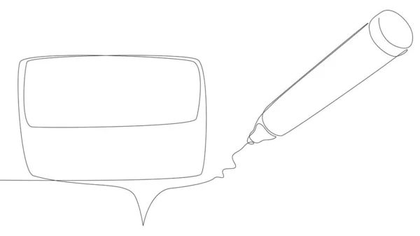 Una Linea Continua Speech Bubble Disegnata Con Pennarello Thin Line — Vettoriale Stock