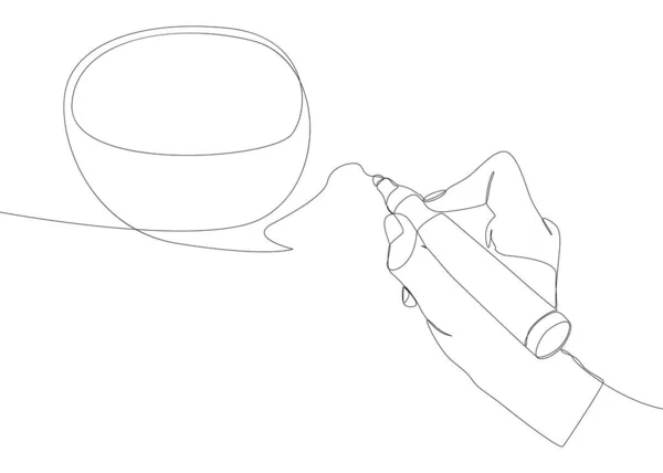 フェルトの先端ペンで描かれたスピーチバブルの1つの連続ライン 細い線イラストベクトルのコンセプト Contour Drawing Creative Ideas — ストックベクタ
