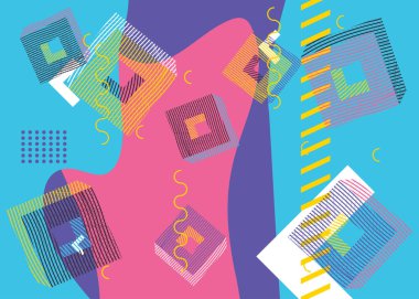 Minimum vektör geometrik kaplama. Soyut geometri grafik çizimi. Renkli yoğun arkaplan.