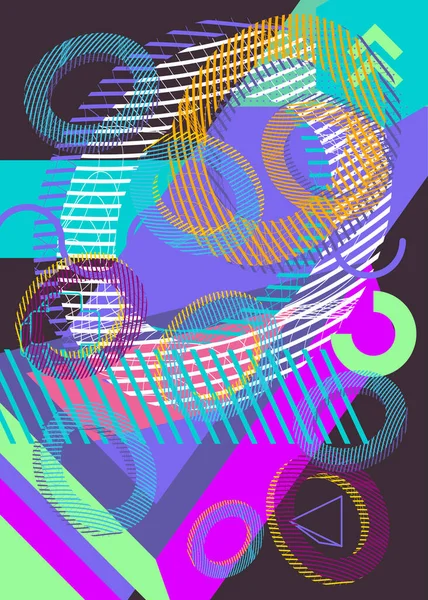 Зайнятий Геометричний Вінтажний Фоновий Плакат Шаблон Абстрактних Геометричних Фігур Обкладинки — стоковий вектор
