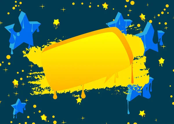 Gelbe Speech Bubble Graffiti Auf Blauem Hintergrund Hintergrund Urbaner Malerei — Stockvektor