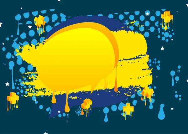 Graffiti Amarelo Bolha Discurso Fundo Azul Cenário Estilo Pintura Urbana — Vetor de Stock