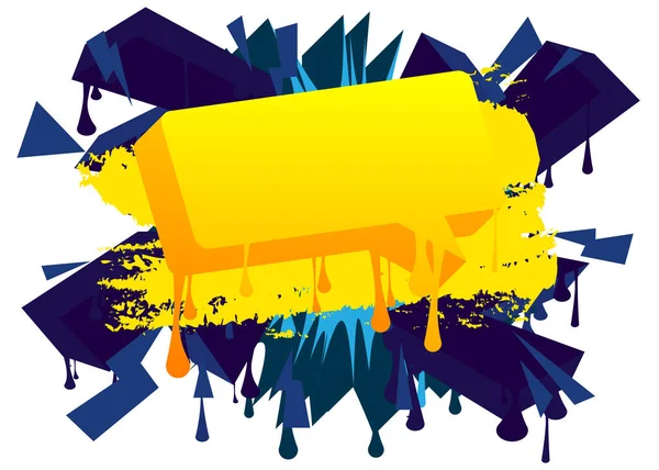 Graffiti Burbuja Habla Amarilla Sobre Fondo Azul Fondo Estilo Pintura — Vector de stock