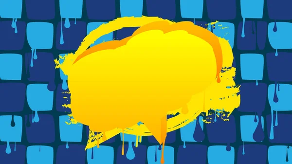 Yellow Speech Bubble Graffiti Niebieskim Tle Kontekst Malarstwa Miejskiego Abstrakcyjny — Wektor stockowy