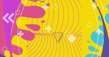 Retro geometrik tema arkaplanı. Soyut şekil tasarım elemanları şablonu. Geometrik vintage minimal grafik çizgi film arkaplan videosu taşınıyor.