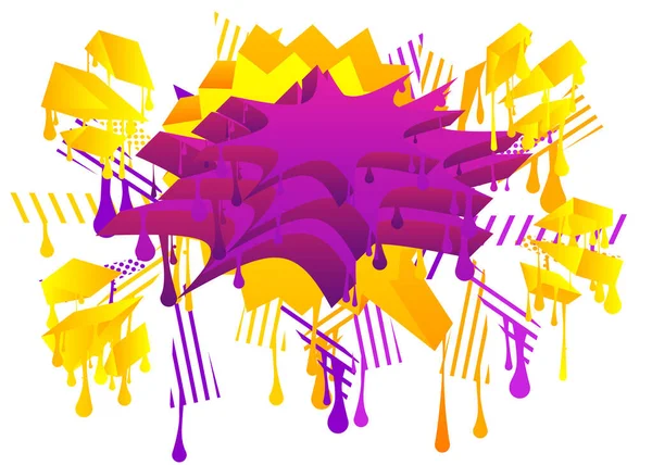 Gelbe Speech Bubble Graffiti Mit Violetten Elementen Auf Weißem Hintergrund — Stockvektor