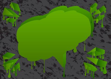 Siyah arka planda yeşil graffiti konuşma balonu. Soyut modern sokak sanat tasarımı. Tartışma ve İleti sembolü kentsel resim tarzında gerçekleştirildi.