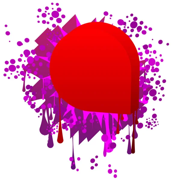 Graffiti Bulle Rouge Avec Des Éléments Violets Isolés Sur Fond — Image vectorielle