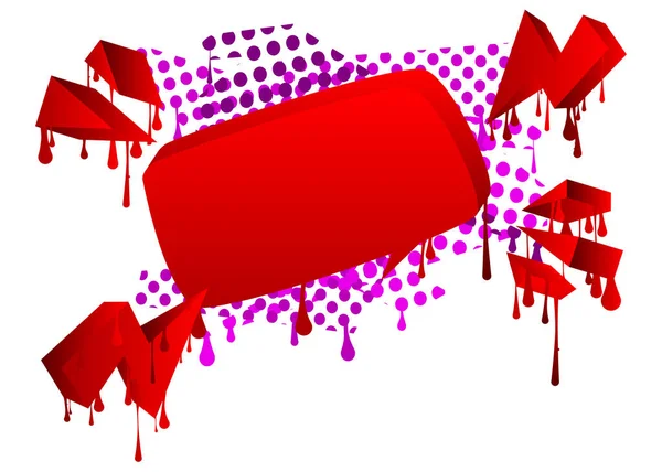 赤のスピーチバブル白の背景に隔離された紫色の要素と落書き 都市の絵画スタイルの背景 現代のダーティストリートアート装飾における抽象的な議論シンボル — ストックベクタ