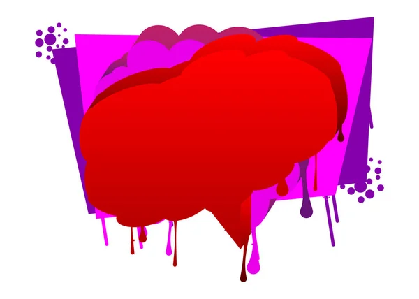 Red Speech Bubble Graffiti Фіолетовими Елементами Ізольованими Білому Фоні Міський — стоковий вектор