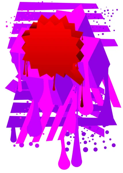 Красная Речь Пузырь Граффити Фиолетовыми Элементами Изолированы Белом Фоне Фон — стоковый вектор