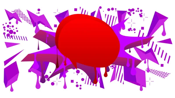 Красная Речь Пузырь Граффити Фиолетовыми Элементами Изолированы Белом Фоне Фон — стоковый вектор