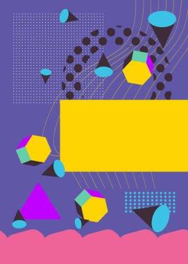 Basit geometrik grafik arkaplan. Poster, kitap kapağı, Newsletter, Sosyal Medya için soyut geometrik şekiller şablonu. Vintage Meşgul Sanat Deseni.