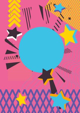 Basit geometrik grafik arkaplan. Poster, kitap kapağı, Newsletter, Sosyal Medya için soyut geometrik şekiller şablonu. Vintage Meşgul Sanat Deseni.