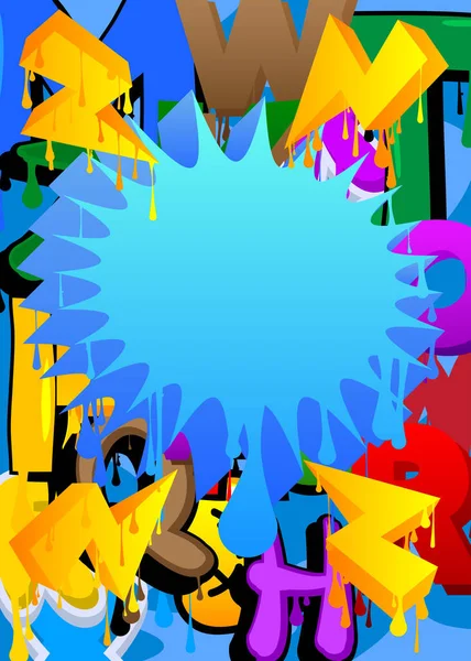 Blue Speech Bubble Graffiti Com Fundo Colorido Cenário Estilo Pintura — Vetor de Stock