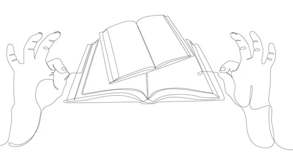Eine Durchgehende Zeile Mit Mehreren Büchern Thin Line Illustration Vektorkonzept — Stockvektor