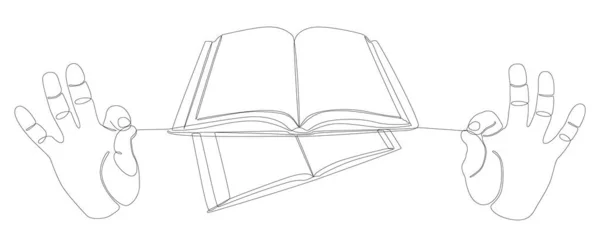 Μια Συνεχής Γραμμή Του Χεριού Πολλαπλά Βιβλία Λεπτή Γραμμή Εικονογράφηση — Διανυσματικό Αρχείο