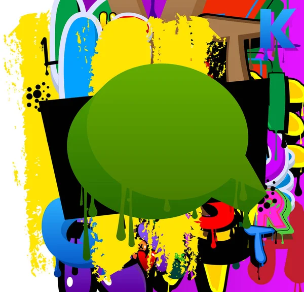 Green Speech Bubble Graffiti Mit Abstrakten Elementen Hintergrund Hintergrund Urbaner — Stockvektor