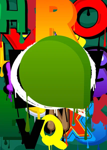 Groene Speech Bubble Graffiti Met Abstracte Elementen Achtergrond Stedelijke Schilderstijl — Stockvector