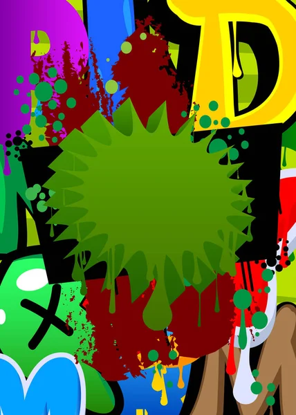 Zielona Bańka Mowy Graffiti Elementami Abstrakcyjnymi Tło Kontekst Malarstwa Miejskiego — Wektor stockowy