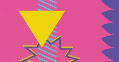 Basit geometrik arkaplan videosu. Soyut şekil tasarım teması arkaplanı. Retro elementler şablonu. Hareket eden geometrik vintage minimal grafik çizgi film hareketi 