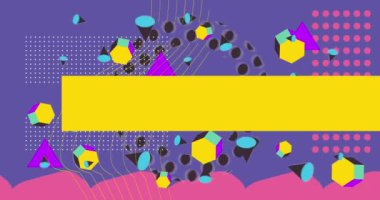 Basit geometrik arkaplan videosu. Soyut şekil tasarım teması arkaplanı. Retro elementler şablonu. Hareket eden geometrik vintage minimal grafik çizgi film hareketi 