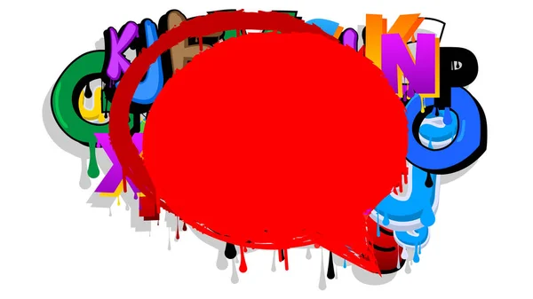 Красная Речь Пузырь Граффити Абстрактными Элементами Фон Фон Стиле Городской — стоковый вектор
